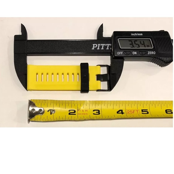 Watch Band 25mm Yellow Blk Silicone Rubber Replacement Nixon 51-30 Strap Garmin - Picture 8 of 11